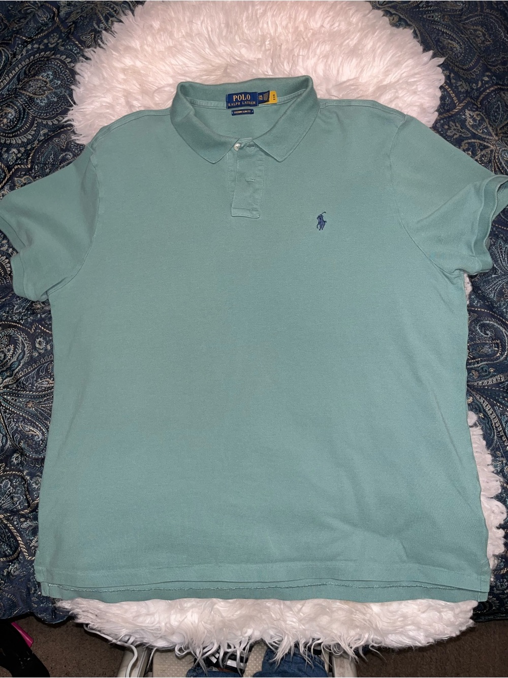 Custom Skin fit Ralph Lauren Polo Men's Seafoam Green Short-Sleeve Pique Shirt